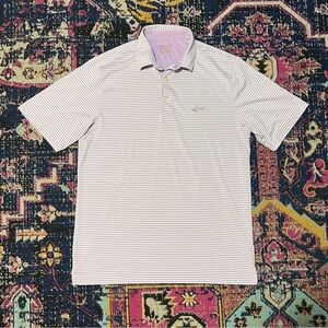 Greg Norman Polo Golf Short Sleeve Shirt Medum Men Play Dry Purple “Shark” Logo